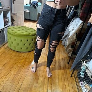 AE high waisted distressed skinnies